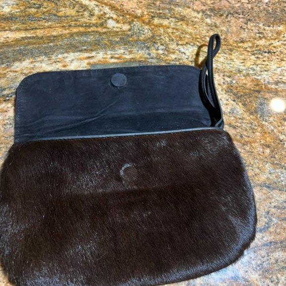Kenall Excellent Condition Lesetta Clutch Wristlet Leather Fur High Quality
